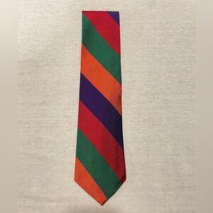 Rooster Bold Striped Tie in Red, Orange, Green, and Purple